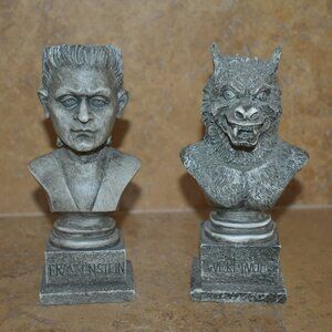 Universal Monsters Werewolf Wolfman Frankenstein Statue Bust Halloween Decor